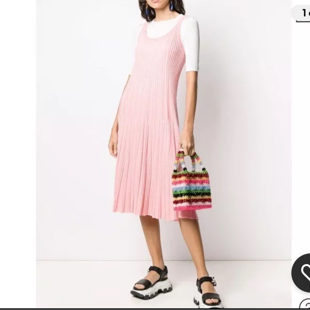 Kenzo Ribbed Pink Pleated Knitted Dress Pink Size M